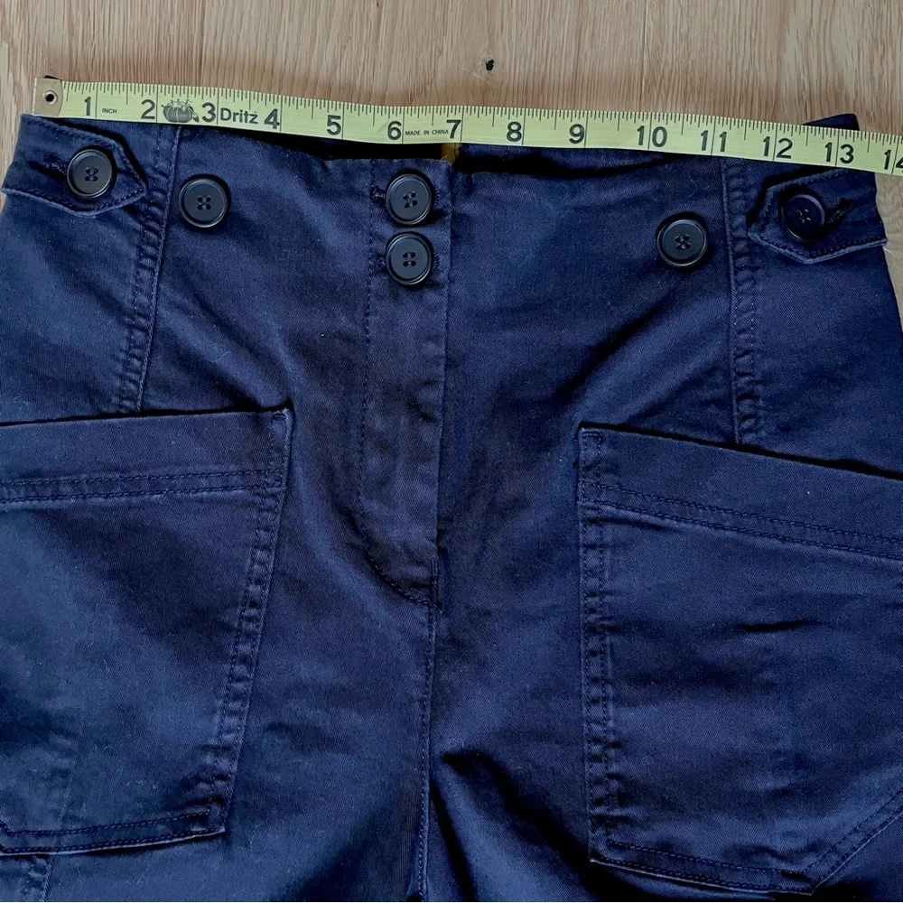 SOLD - Anthropologie Maeve High-Rise Slim Curved Sailor Pants in Navy Blue - Picture 9 of 14